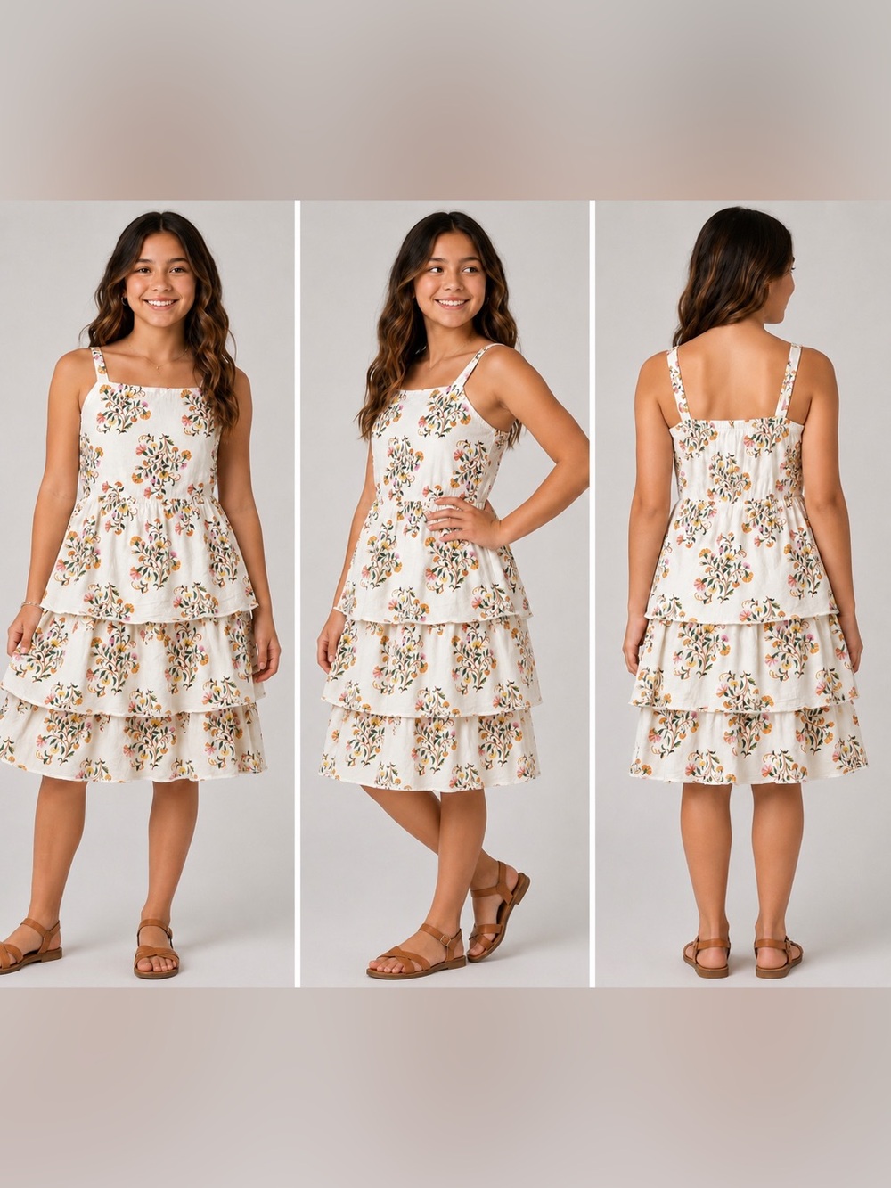 Old Navy Floral Tiered Dress Girls XL 14/16